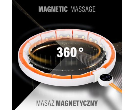 Komplekts SET HULA HOOP MAGNETIC WHITE/ORANGE HHM21 WITH WEIGHT + COUNTER HMS + SLIMMING BELT BR1313 Vingrošanas riņķi