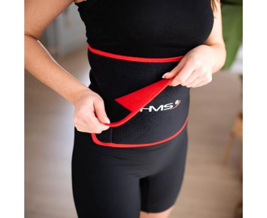 Komplekts SET HULA HOOP MAGNETIC BLACK HHM15 WITH WEIGHT + COUNTER HMS + WAIST SUPPORT BR163 RED Vingrošanas riņķi