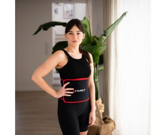 Komplekts SET HULA HOOP MAGNETIC BLACK HHM15 WITH WEIGHT + COUNTER HMS + WAIST SUPPORT BR163 RED Vingrošanas riņķi