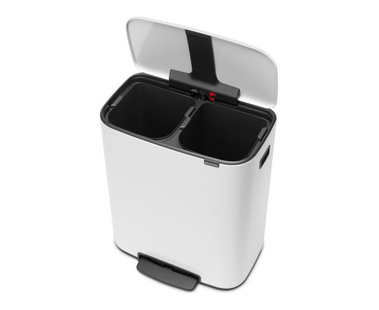 BRABANTIA BO atkritumu tvertne ar pedāli 2x30L balta Papīra - atkritumu grozi
