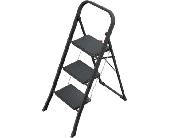 Hailo Pakāpienu soliņš salokāms K44 StandardLine / tērauda / 3 pakāpieni, drošības rokturis / melns