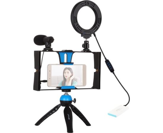 Puluz Blogging Smartphone Video Rig (LED Ring Light, Tripod Mount, Phone Holder, Mic)