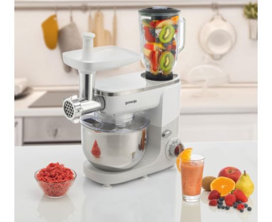 Food processor GORENJE MMC1005W Planetary robot 1000 W, 4.8 L White, Grey Virtuves kombaini