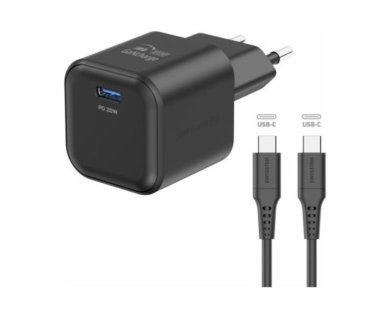 Swissten 3арядное устройство GaN USB-C 20W PD + Kабель для передачи данных USB-C-USB-C 1.2m