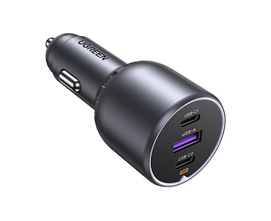 Ugreen EC705 auto lādētājs 130W 2x USB-C 1x USB-A - pelēks
