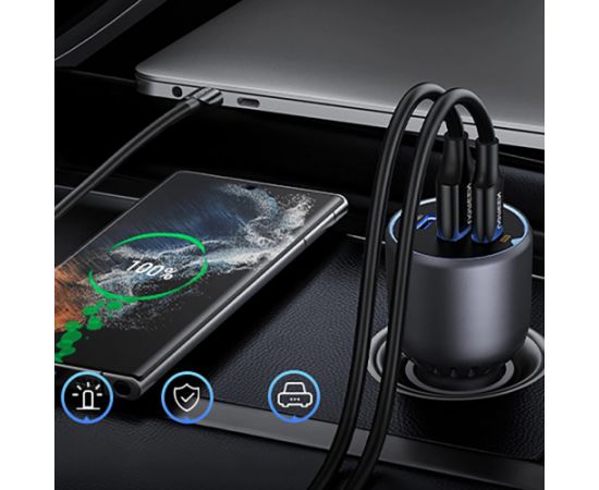 Ugreen EC705 auto lādētājs 130W 2x USB-C 1x USB-A - pelēks