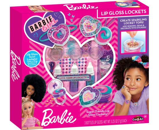Mattel BARBIE Комплект для макияжа "Sparkling Sweet Heart Lip Gloss Lockets"