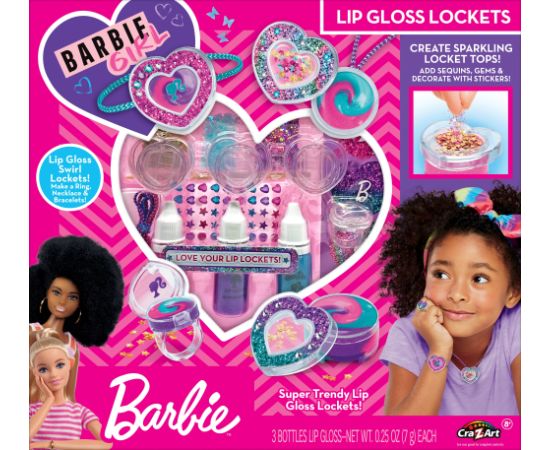 Mattel BARBIE Комплект для макияжа "Sparkling Sweet Heart Lip Gloss Lockets"