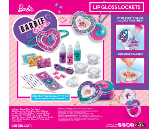 Mattel BARBIE Комплект для макияжа "Sparkling Sweet Heart Lip Gloss Lockets"