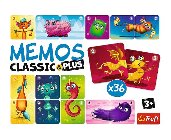 TREFL Memo Classic Plus Piemīlīgie monstriņi