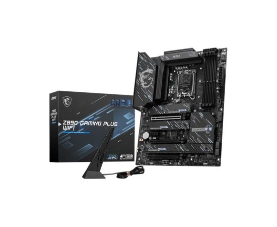 Mainboard MSI Intel Z890 LGA1851 ATX Memory DDR4 Memory slots 4 1xPCI-Express 4.0 1x 2xPCI-Express 4.0 4x	 1xPCI-Express 5.0 16x 4xM.2 1xHDMI 1xDisplayPort 4xUSB 2.0 3xUSB 3.2 1xUSB-C 1xUSB-C w/Thunderbolt 1xPS/2 1xRJ45 3xAudio port Z890GAMINGPLUSWIFI Mātes plates