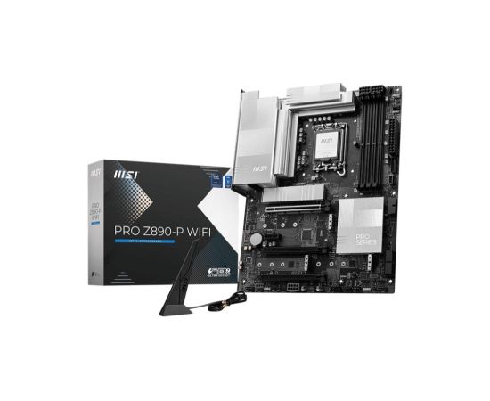 Mainboard MSI Intel Z890 LGA1851 ATX Memory DDR5 Memory slots 4 1xPCI-Express 4.0 1x 2xPCI-Express 4.0 4x	 1xPCI-Express 5.0 16x 4xM.2 1xHDMI 1xDisplayPort 4xUSB 2.0 3xUSB 3.2 1xUSB-C 1xUSB-C w/Thunderbolt 1xPS/2 1xRJ45 3xAudio port PROZ890-PWIFI Mātes plates