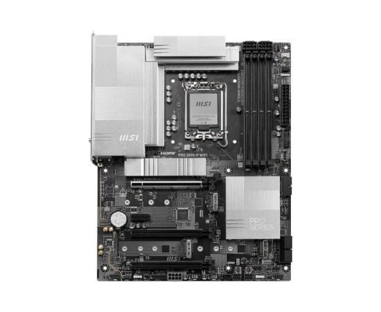 Mainboard MSI Intel Z890 LGA1851 ATX Memory DDR5 Memory slots 4 1xPCI-Express 4.0 1x 2xPCI-Express 4.0 4x	 1xPCI-Express 5.0 16x 4xM.2 1xHDMI 1xDisplayPort 4xUSB 2.0 3xUSB 3.2 1xUSB-C 1xUSB-C w/Thunderbolt 1xPS/2 1xRJ45 3xAudio port PROZ890-PWIFI Mātes plates