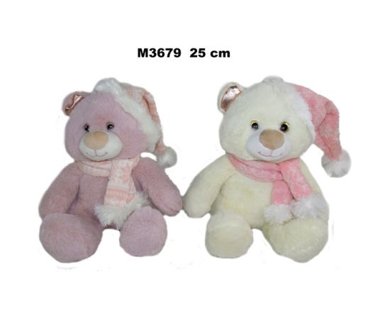 Ziemassvētku lācis 25 cm ar cepuri un šalli M3679 (Sun-Day)