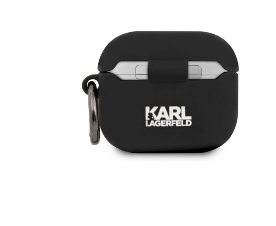 KLACA3SILRSGBK Karl Lagerfeld Rue St Guillaume silikona aizsargapvalks austiņām Apple Airpods 3 melns