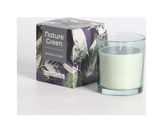 Scented candle in glass NATURE GREEN H9,5cm, Southern Night