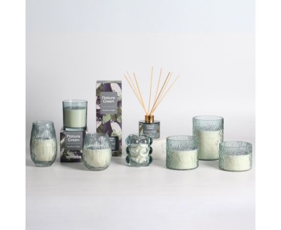 Scented candle in glass NATURE GREEN H9,5cm, Southern Night