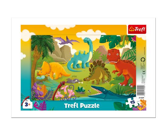 TREFL Puzle rāmītī Dinozauri, 15 gab.