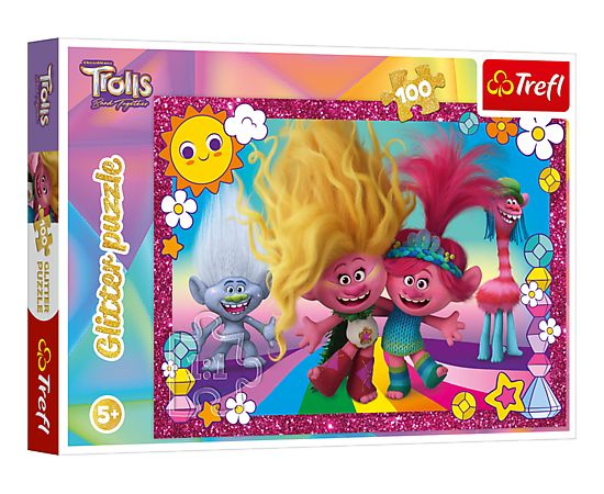 TREFL TROLLS Пазл с блестками Тролли 3, 100 шт.