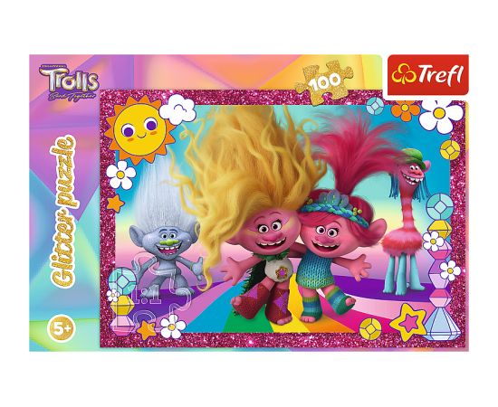 TREFL TROLLS Пазл с блестками Тролли 3, 100 шт.