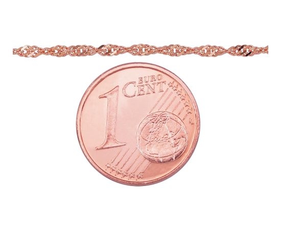 Zelta ķēdīte Singapūra 1.5 mm, dimantu apstrādājums #1400046(Au-R), Sarkanais Zelts 585°, garums: 42 cm, 1.68 gr.