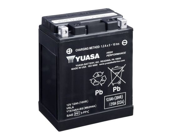 12.6Ah 210A Yuasa AGM(CP) Moto akumulators 134x89x166mm 12V