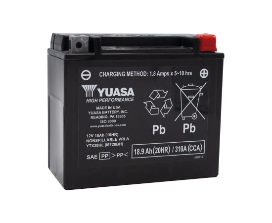 18.9Ah 310A Yuasa AGM(WC) Moto akumulators 175x87x155mm