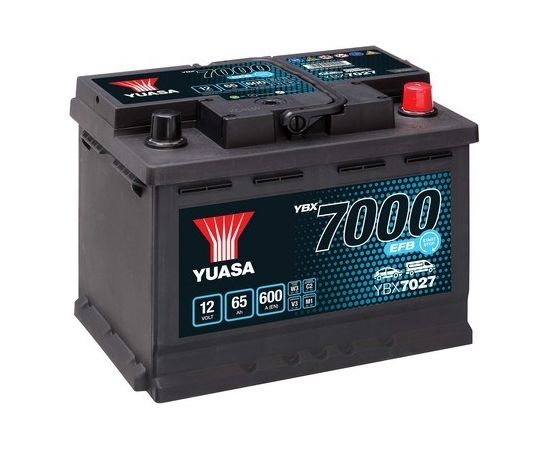 65Ah 600A  AKUMULATORS YUASA YBX7027 EFB 242x175x190-+ Akumulatori