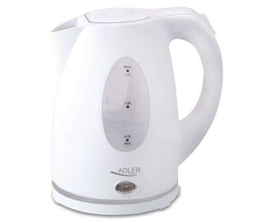 Adler AD 1207 Standard kettle, Plastic, White, 2000 W, 1.5 L, 360° rotational base