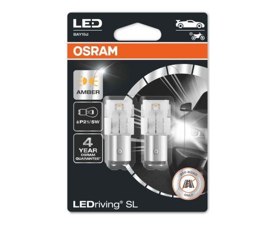 Osram P21/5W-LED AUTOLAMPAS 12V 7528DYP Amber 1,9W 2gab. Autospuldzes