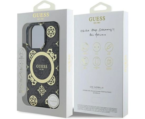 Guess IML Peony On 4G Background MagSafe Защитный Чехол для Apple iPhone 16 Pro