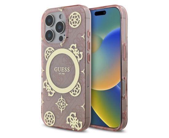 Guess IML Peony On 4G Background MagSafe Защитный Чехол для Apple iPhone 16 Pro Max