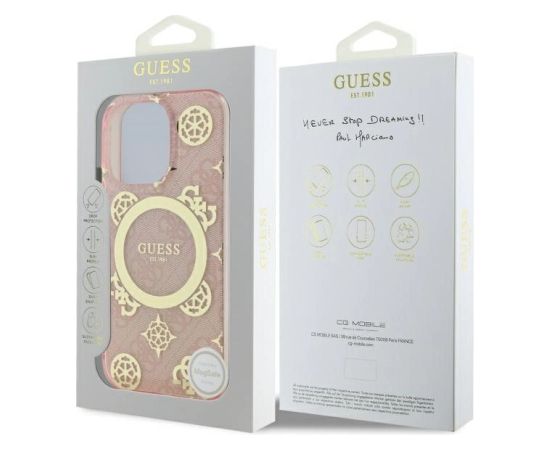 Guess IML Peony On 4G Background MagSafe Защитный Чехол для Apple iPhone 16 Pro Max