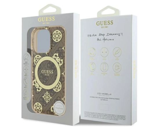 Guess IML Peony On 4G Background MagSafe Защитный Чехол для Apple iPhone 16 Pro Max