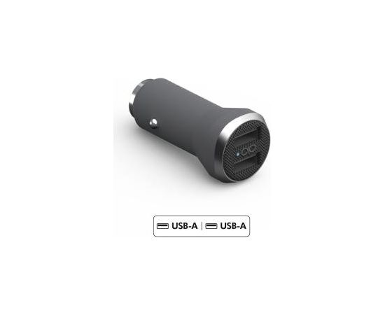 Dual 4.8A (2.4+2.4A) USB A+A FastCharge Car Charger Gray - Lifetime Warranty Force Power