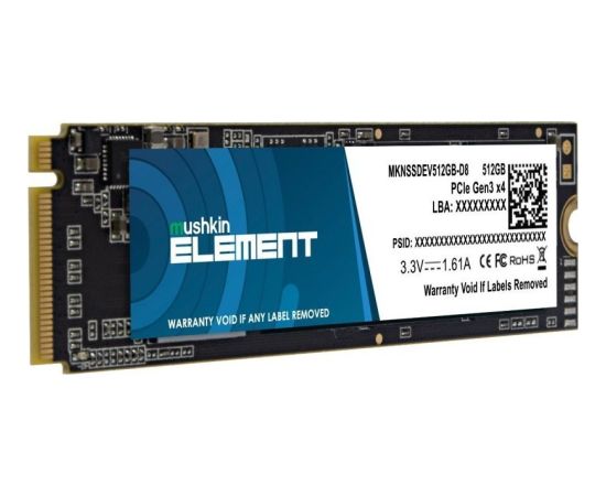 SSD Mushkin Element 512GB M.2 2280 PCI-E x4 Gen3 NVMe (MKNSSDEV512GB-D8) SSD Cietie Diski (Solid state drive)