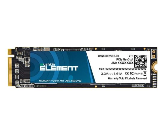 SSD Mushkin Element 2TB M.2 2280 PCI-E x4 Gen3 NVMe (MKNSSDEV2TB-D8) Жесткие диски (SSD)