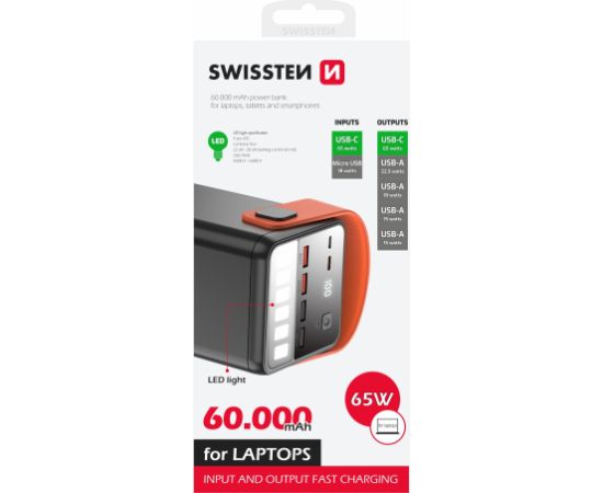 Swissten Power Line Power Bank  60 000 mAh / 65W