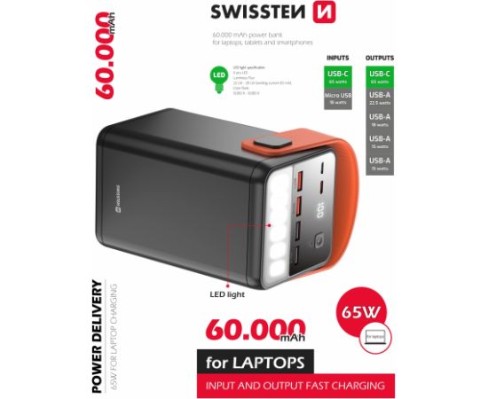 Swissten Power Line Power Bank  60 000 mAh / 65W