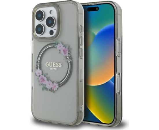 Guess IML Flowers Wreath MagSafe Case Защитный Чехол для Apple iPhone 16 Pro Max