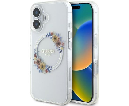 Guess IML Flowers Wreath MagSafe Case Защитный Чехол для Apple iPhone 16 Plus