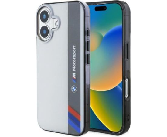 BMW Motorsport IML Vertical Stripe Защитный Чехол для Apple iPhone 16 Plus