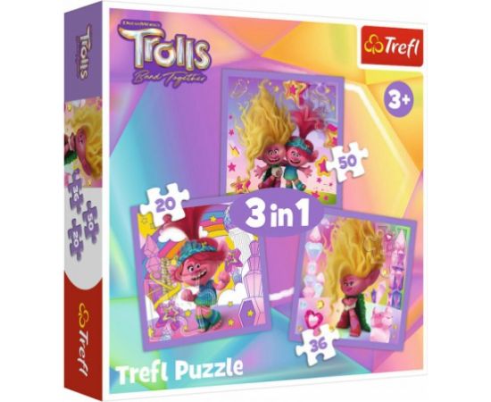 Пазл TREFL Тролли 3 in 1 (20,36,50 шт.) 3+ T34870