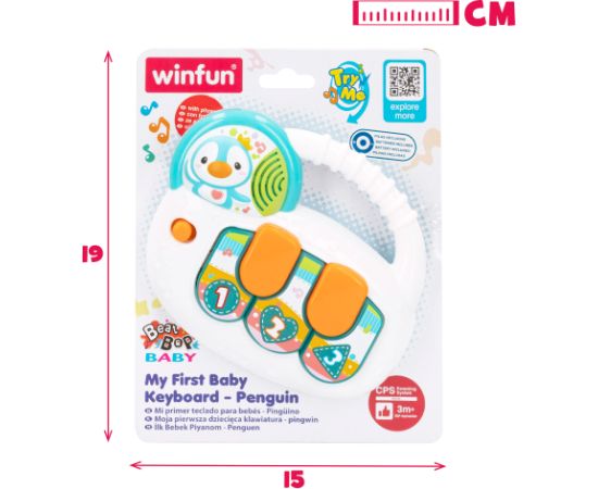 Win Fun Muzikāla attīstoša rotaļlieta Pingvīns ar gaismu un skaņu (spāņu val.) no 3 men. CB46883 Muzikālās rotaļlietas