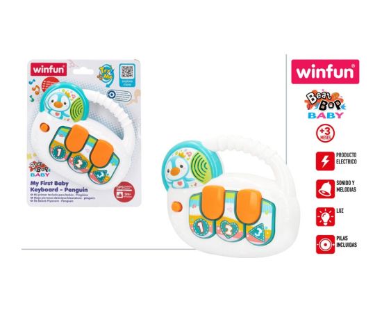 Win Fun Muzikāla attīstoša rotaļlieta Pingvīns ar gaismu un skaņu (spāņu val.) no 3 men. CB46883 Muzikālās rotaļlietas