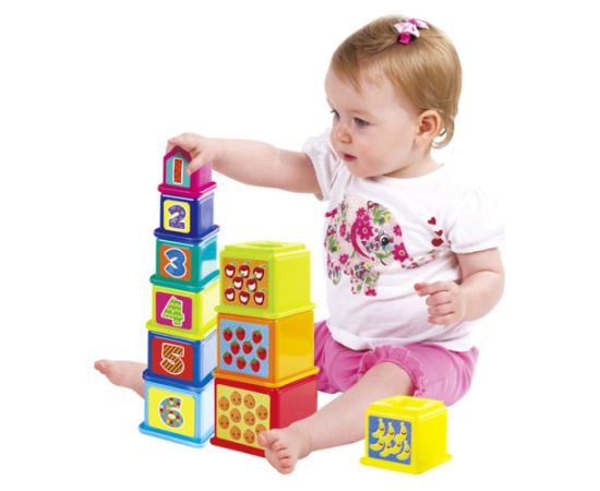 Win Fun Пирамида из кубиком с цифрами и фруктами 10 элементов  с 12 мес CB44285 Развивающие игры