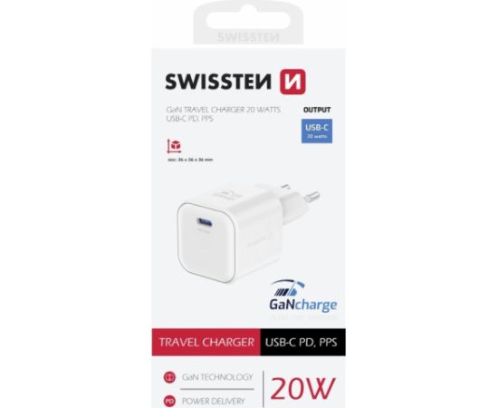 Swissten 3арядное устройство GaN USB-C 20W PD