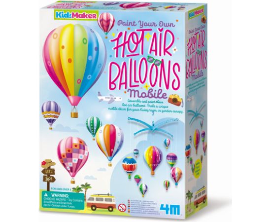 4M KidzMaker DIY komplekts Izkrāsojams gaisa balonu karuselītis