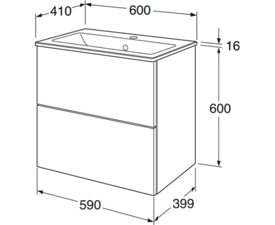 Gustavsberg Vannas istabas skapītis ar izlietni Graphic Base 60 cm balts - gab. Izlietnes skapis