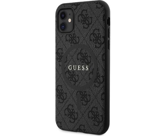 Guess GUHMN61G4GFRK iPhone 11 6.1" | Xr black|black hardcase 4G Collection Leather Metal Logo MagSafe